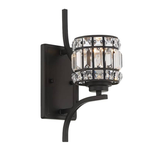 1-Light Vintage Black Wall Armed Sconce