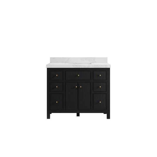 Sonoma 42 in. W x 22 in. D x 36 in. H Bath Vanity in Black with 2 in Calacatta Nuvo Top