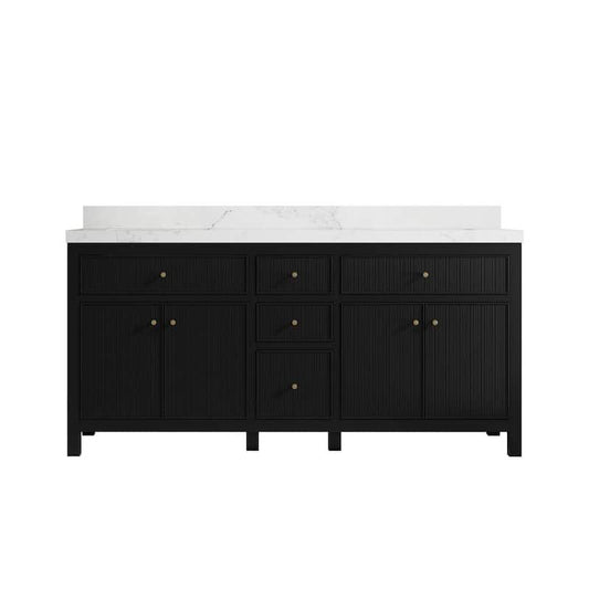 Sonoma 72 in. W x 22 in. D x 36 in. H Double Sink Bath Vanity in Black with 2 in Calacatta Nuvo Top