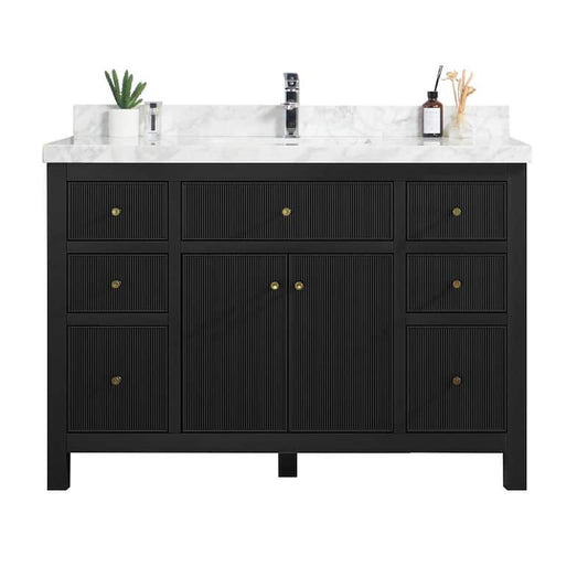 Sonoma 48 in. W x 22 in. D x 36 in. H Bath Vanity in Black with 2 in Carrara Marble Vanity Top