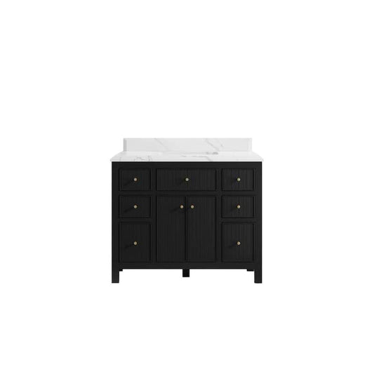 Sonoma 42 in. W x 22 in. D x 36 in. H Bath Vanity in Black with Cove Edge Calacatta Quartz Top