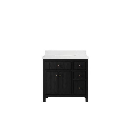 Sonoma 36 in. W x 22 in.D x 36 in. H Single Sink Bath Vanity Center in Black with 2 in.Empira Quartz Top