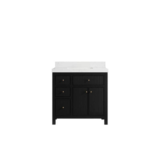 Sonoma 36 in. W x 22 in.D x 36 in. H Single Sink Bath Vanity Center in Black with 2 in.Empira Quartz Top