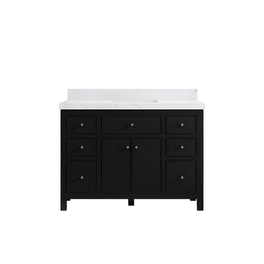 Sonoma 48 in. W x 22 in.D x 36 in. H Bath Vanity in Black with 2 in.Empira Quartz Top