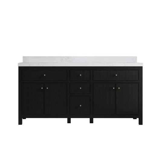 Sonoma 72 in.W x 22 in.D x 36 in. H Double Sink Bath Vanity in Black with 2 in.Empira Quartz Top