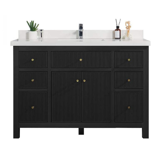 Sonoma 48 in. W x 22 in. D x 36 in. H Bath Vanity in Black with 2 in. White Quartz Vanity Top