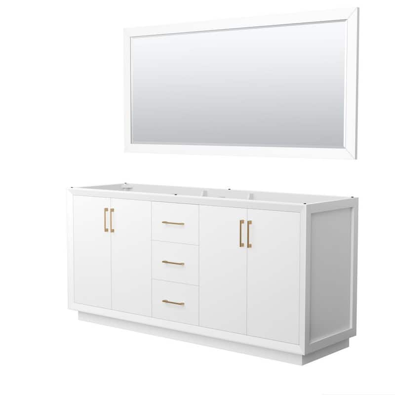 Strada 71 in. W x 21.75 in. D x 34.25 in. H Double Bath Vanity Cabinet without Top in White with 70 in. Mirror