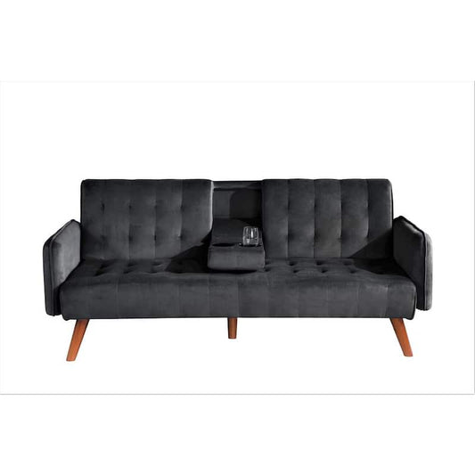 Thomas 72 in. Black Velvet 2-Seats Twin Sofa Beds