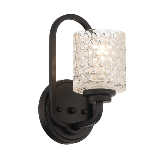 1-Light Dimmable Black Wall Armed Sconce