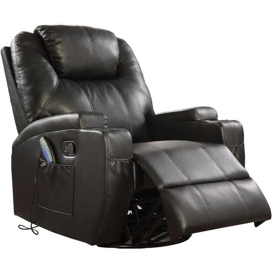 Waterlily Black Leatherette Rocker Recliner with Swivel (Motion)