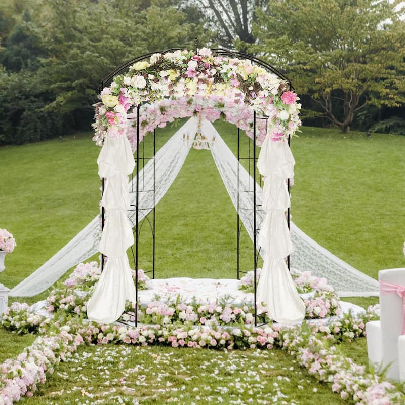 108 in. H x 79.2 in. W Wedding Arch Trellis for Climbing Vine Heavy Duty Wrought Iron Arbor