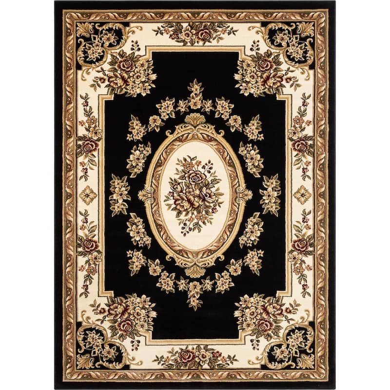 Timeless Le Petit Palais Black 8 ft. x 11 ft. Traditional Area Rug