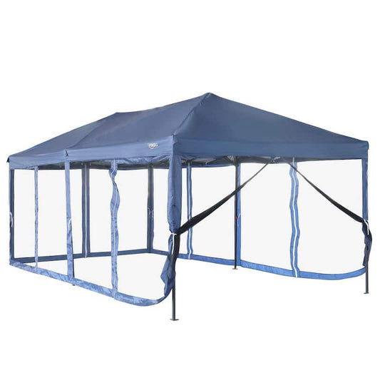 10 ft. x 20 ft. Easy Pop Up Canopy Tent with 6 Removable Zippered Mesh Sidewalls and Portable Wheeled Carrying Bag