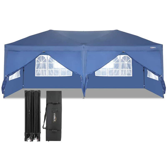 10 ft. x 20 ft. Pop Up Canopy with 6 Removable Sidewalls and Carrying Bag, Patio Event Gazebo Beach Tent