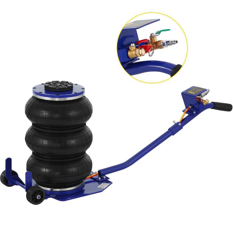 Triple Bag Air Jack 6600 lbs. Pneumatic Jack 3-Ton Car Jack Lifting Up to 16 in. Portable Repair, Blue