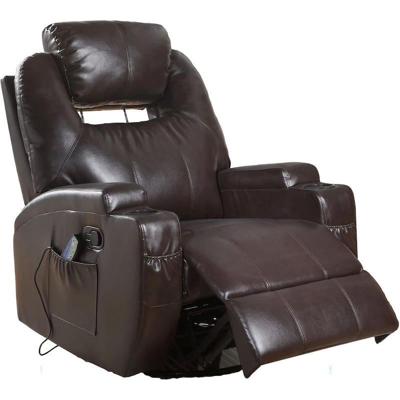 Waterlily Brown Leatherette Rocker Recliner with Swivel (Motion)