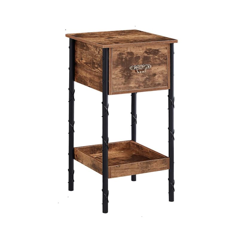 Tall Nightstand, End Table with 1 Drawer and storage box, Bedside Table, End Table, Brown£¬27.6Tx13.8Wx13.8L