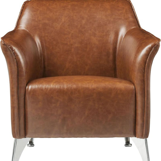 Teague Brown Leatherette Accent Chair