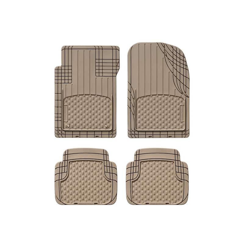 Tan 19 in. x 27 in. Advanced Rubber-like Thermoplastic Elastomer (TPE) Compound Car Mat (4-Piece)