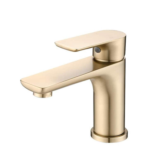 Spot Resistant Single Handle Single Hole Bathroom Faucet in Brushed Gold