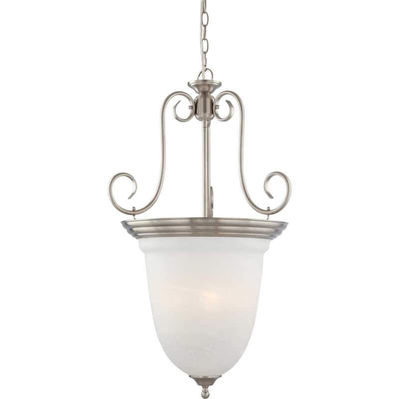 Troy 4-Lights Indoor Brushed Nickel Hanging Pendant with Alabaster Glass Bowl