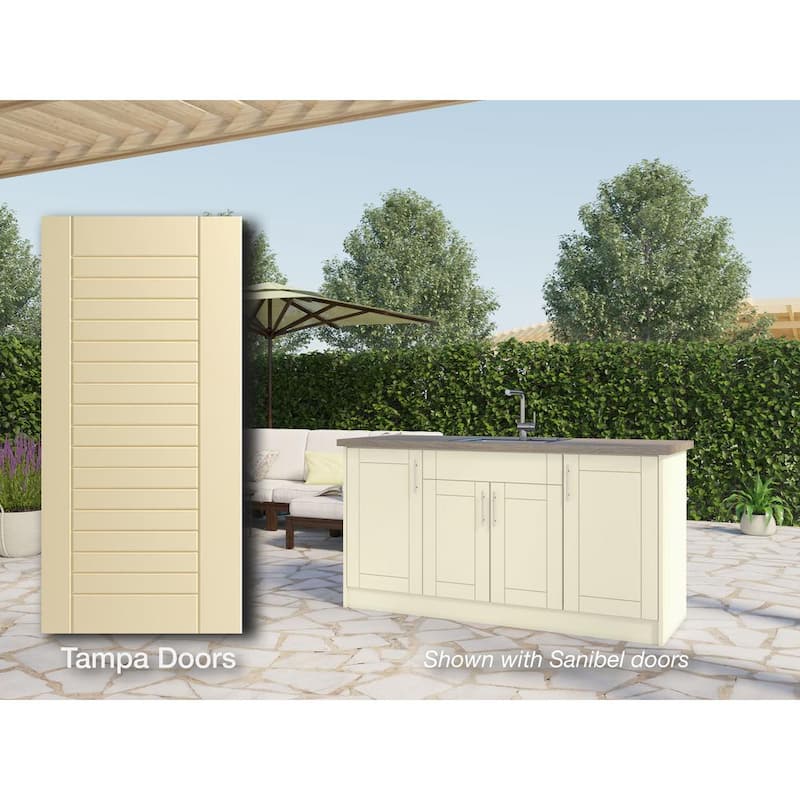 Tampa Bluff Beige 13-Piece 67.25 in. x 34.5 in. x 25.5 in. Outdoor Kitchen Cabinet Island Set