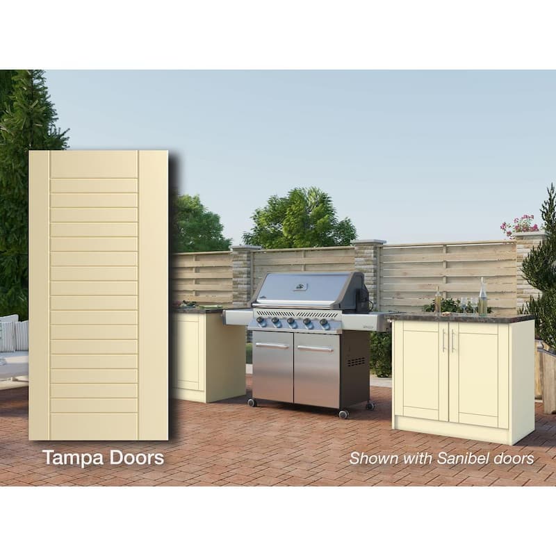 Tampa Bluff Beige 16-Piece 73.25 in. x 34.5 in. x 25.5 in. Outdoor Kitchen Cabinet Island Set