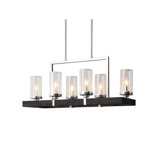 Sonoma 42 in. 6-Light Indoor Chrome and Black Finish Linear Chandelier with Light Kit