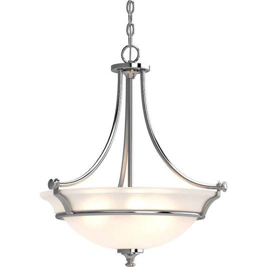 Tes 3-Light Chrome Indoor Hanging Pendant with Frosted Glass Bowl