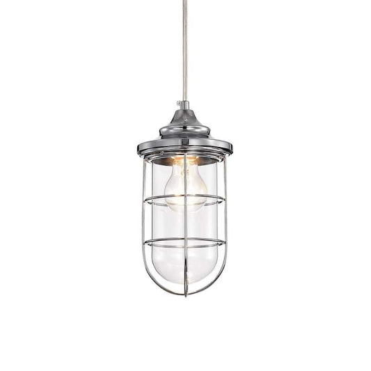 Tiago 5 in. 1-Light Indoor Chrome Pendant Light with Light Kit