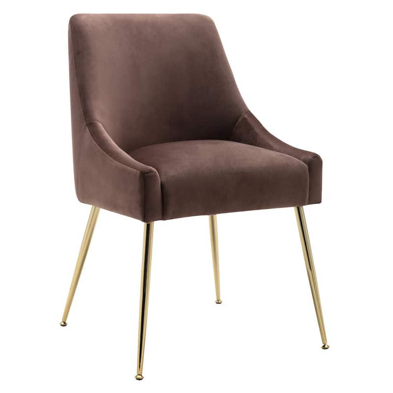 Trinity Coffee Upholstered Velvet Accent Chair With Metal Legs