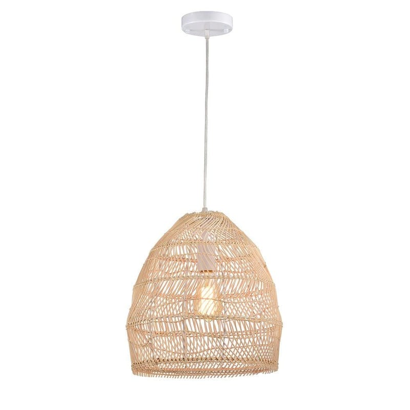 Theo 64 in. 1-Light Indoor Cream Pendant Light with Light Kit