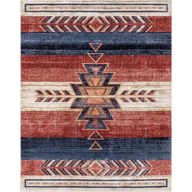 Tulsa Dustin Southwestern Tribal Medallion Crimson 7 ft. 10 in. x 10 ft. 6 in. Area Rug