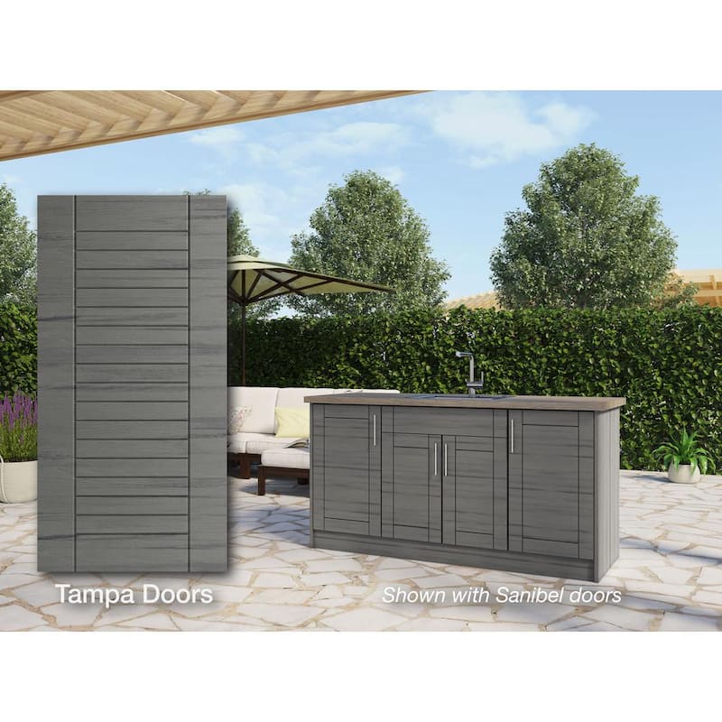 Tampa Dark Ash 13-Piece 67.25 in. x 34.5 in. x 25.5 in. Outdoor Kitchen Cabinet Island Set