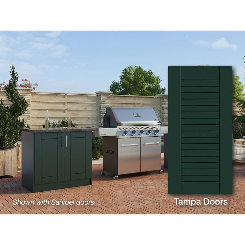 Tampa Emerald Green 16-Piece 73.25 in. x 34.5 in. x 25.5 in. Outdoor Kitchen Cabinet Island Set