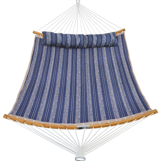 11 ft. Padded Hammock with Folding Spreader Bar in Blue Stripes