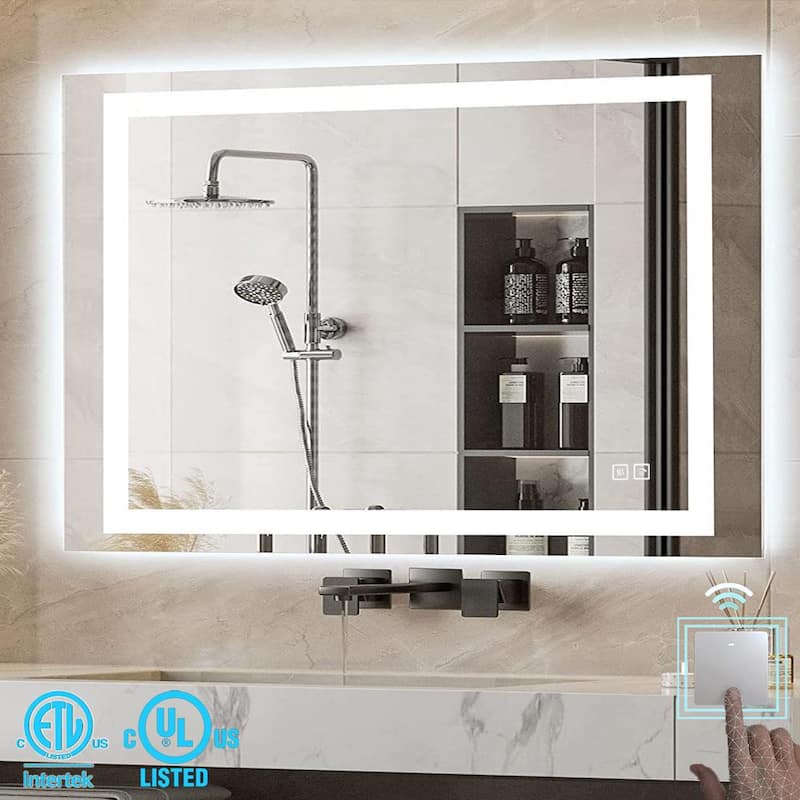 Super Bright 32 in. W x 24 in. H Rectangular Frameless Anti-Fog LED Wall Bathroom Vanity Mirror with Front Light