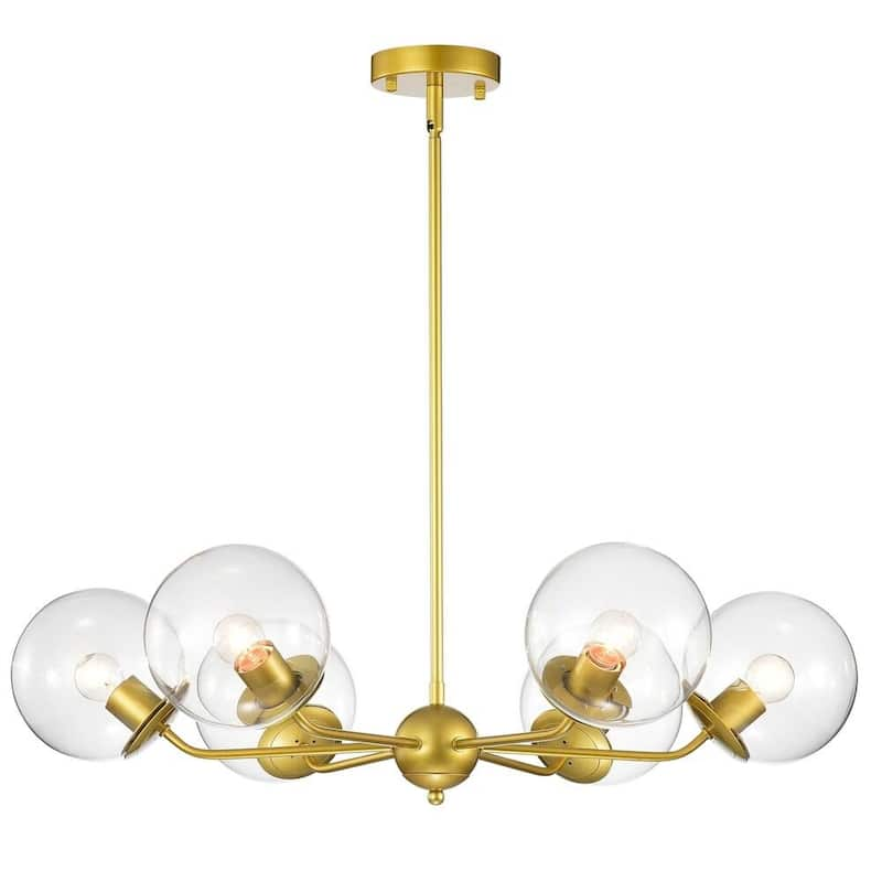 Zumae 35 in. 6-Light Indoor Gold Chandelier with Light Kit