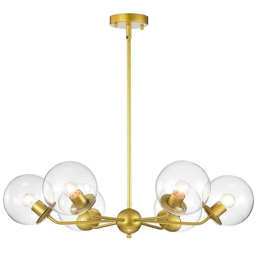 Zumae 35 in. 6-Light Indoor Gold Chandelier with Light Kit