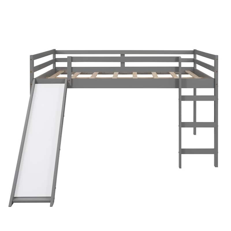 Tobias Gray Full Size Loft Bed with Slide