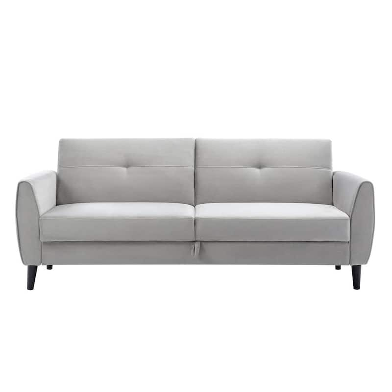 Telitha 81.50 in. W Square Arms PU Leather Modern Straight Sofa in Gray