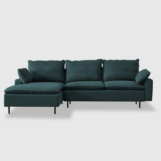 Stellan 99.6 in. W Square Arm 2-piece Linen L-Shaped Modern Sectional Sofa in Green