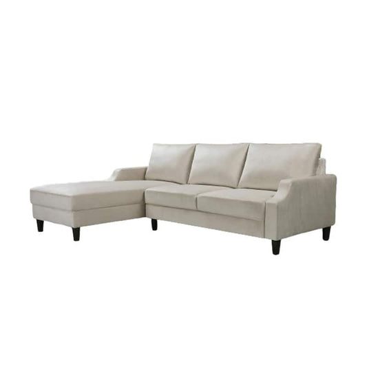 Sophia 2 Piece Ivory Velvet 3 Seats Left Facing Sectional Sofa with Removable Cushions