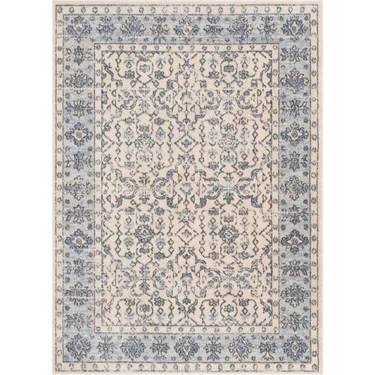 Topkapi Savona Persian Floral Medallion Light Blue 7 ft. 10 in. x 9 ft. 10 in. Distressed Area Rug