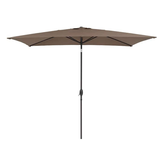 10 ft. x 6.5 ft. Rectangular Market Patio Umbrella with Push Button Tilt and Crank Lift in Brown