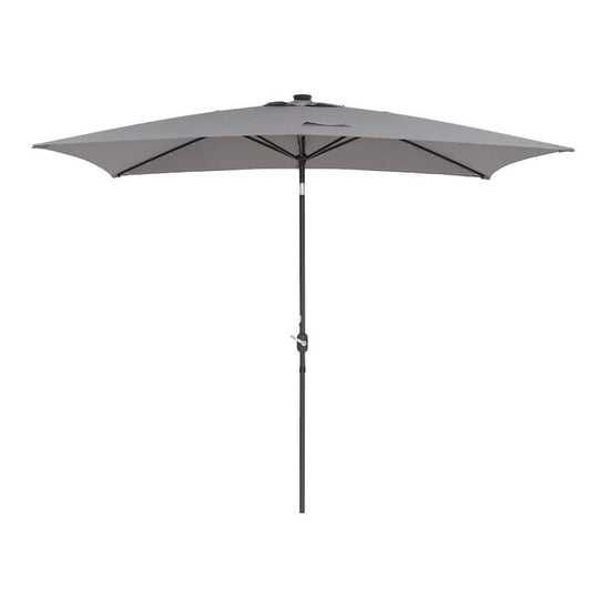 10 ft. x 6.5 ft. Rectangular Solar Market Patio Umbrella with 26 LED Lights in Gray