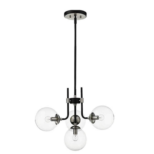 Teresa 41 in. 4-Light Indoor Matte Black and Brushed Nickel Chandelier with Light Kit