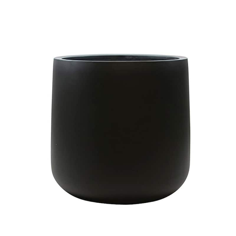 Syrah 20 in. x 20 in. x 20 in. Opening Matte Black Round Bottom Fiberglass Planter