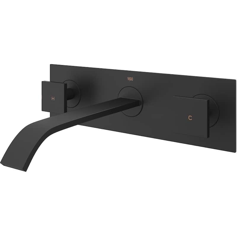 Titus Two Handle Wall Mount Bathroom Faucet in Matte Black