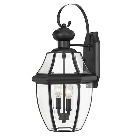 Westport 2-Light Matte Black Outdoor Wall Lantern Sconce